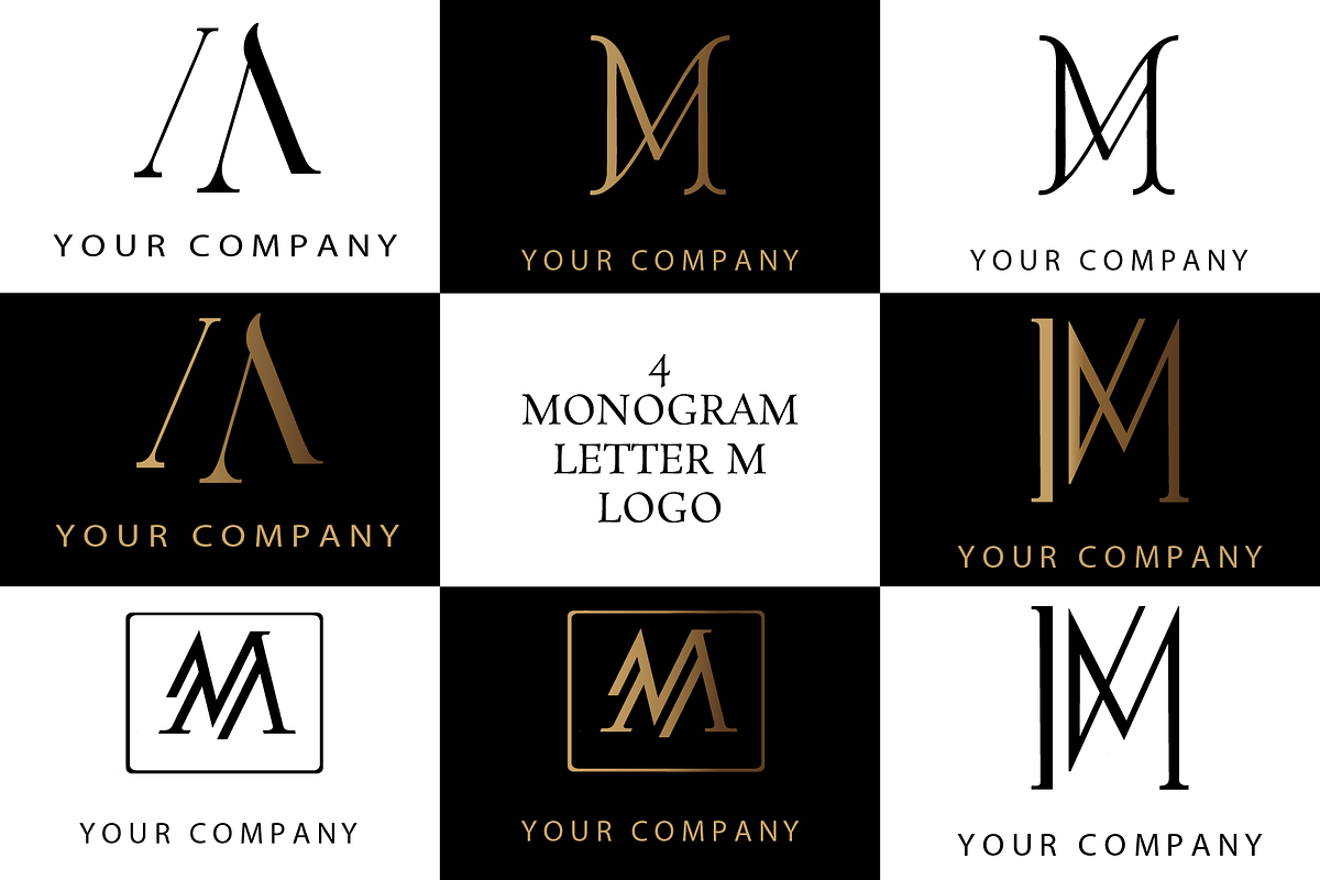 4 Modern Monogram Letter M Logos, a Branding & Logo Template by HE Studio (Photo 1 of 9)