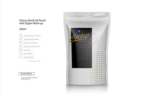 Glossy Stand Up Pouch Mockup