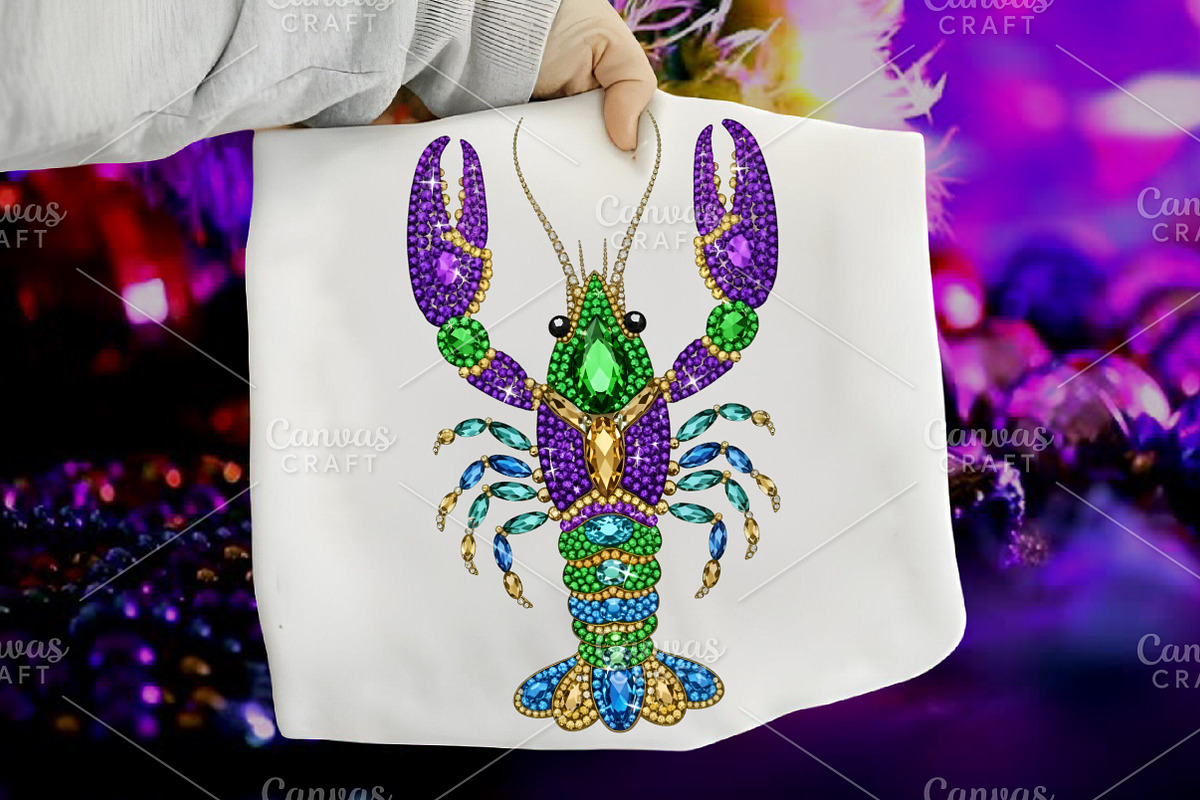 Rhinestone Mardi Gras Crawfish PNG, an Illustration by Canvas Craft (Photo 1 of 6)