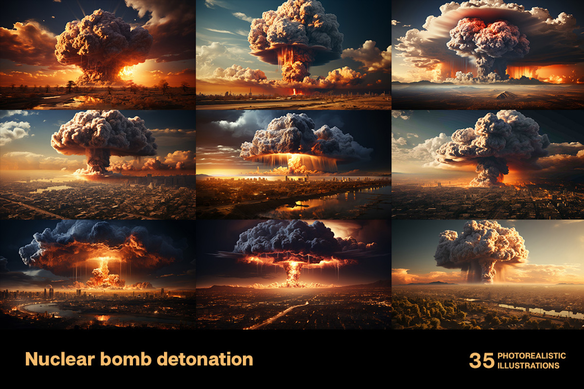 Nuclear bomb detonation. 35 images, an Object Illustration by Handmadefont (Photo 6 of 10)