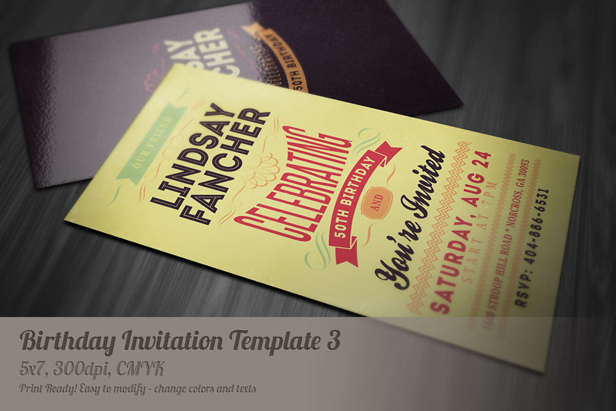 Retro Birthday Invitation 3, a Card Template by Cruzine (Photo 1 of 4)