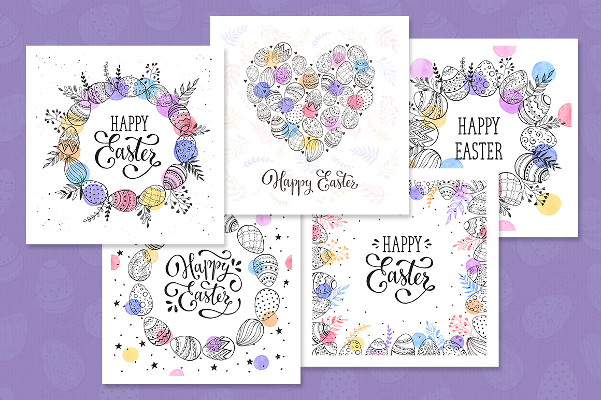 Happy Easter cards set, a Decorative Illustration by Olly Molly (Photo 2 of 2)