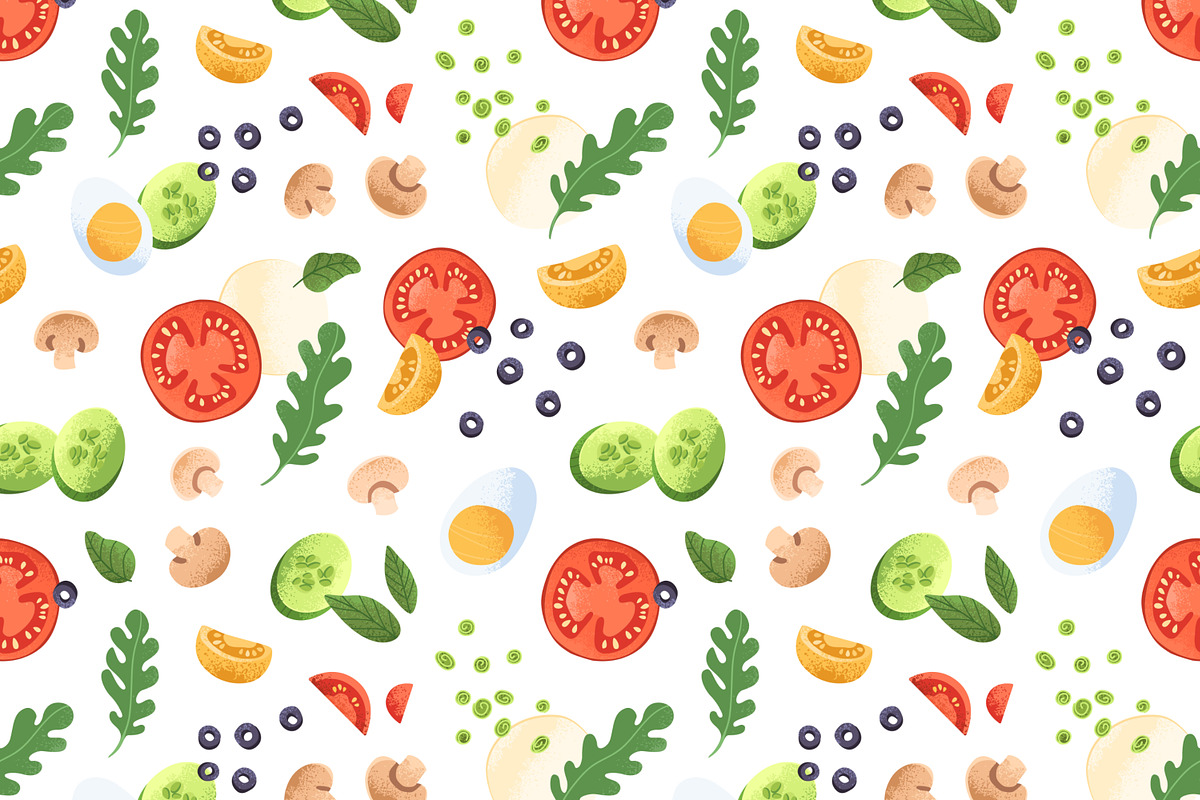 Healthy fresh food seamless patterns, a Pattern Graphic by Good Studio (Photo 2 of 8)
