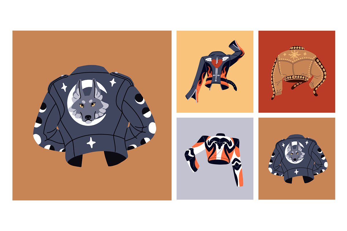Leather jackets, motorcycle gear set, a Decorative Illustration by PaperTrident (Photo 1 of 3)