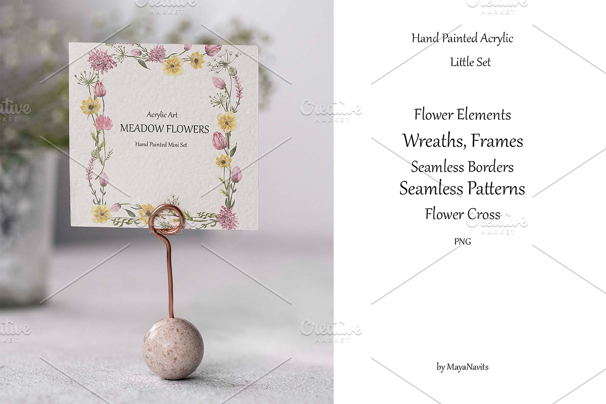 Acrylic Meadow Flowers Mini Set, a Decorative Illustration by MayaNavits (Photo 2 of 9)