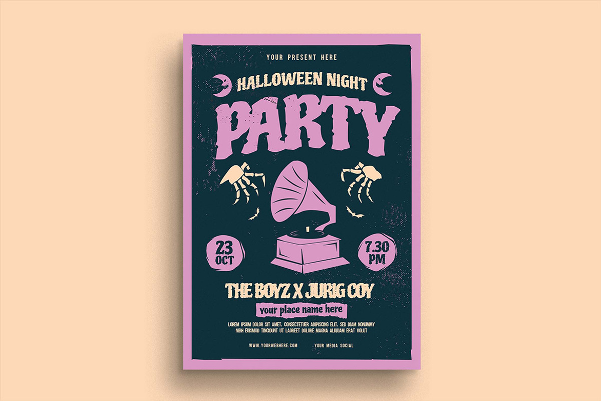 Halloween Music Party Flyer, a Flyer Template by megarez (Photo 1 of 3)