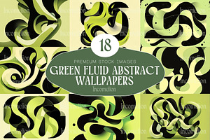 18 Green Fluid Abstract Wallpapers, a Wallpaper Graphic by Incomelion