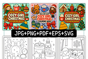 Easy Cozy Girl Christmas Coloring, a Seasonal Illustration by Coco Bloom (Thumbnail 2 of 3)