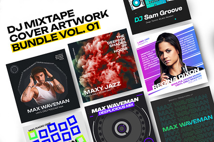 DJ Mix CD Cover Templates Bundle #01