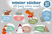 Winter sticker, an Animal Illustration by JulianArt (Thumbnail 1 of 8)