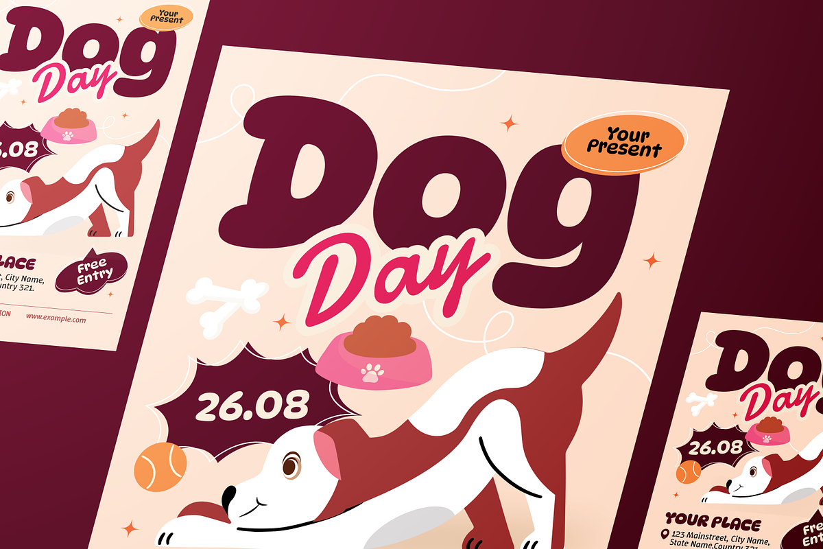 Illustration Dog Day Event Flyer Set, a Flyer Template by Annora Studio (Photo 6 of 6)