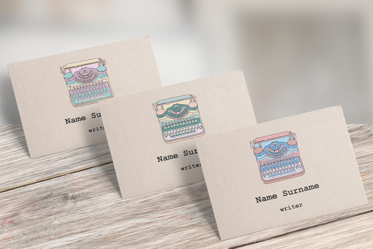 Business Cards with typewriters, a Business Card Template by IRSYART (Photo 4 of 12)