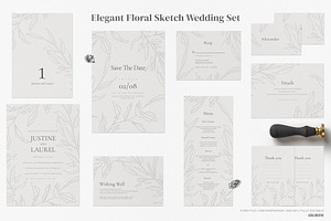 Elegant Floral Sketch Wedding Set, an Invitation Template by Azka Creative