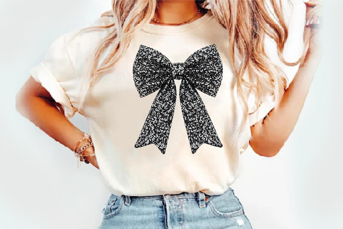 Coquette Black Sparkly Bow PNG, an Illustration by Watercolor design (Photo 2 of 3)