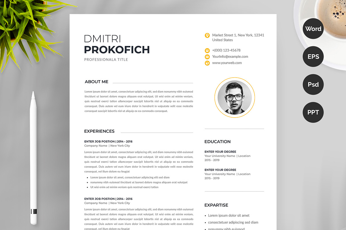 Resume Template / CV, a Resume Template by Aspect_Studio (Photo 1 of 4)