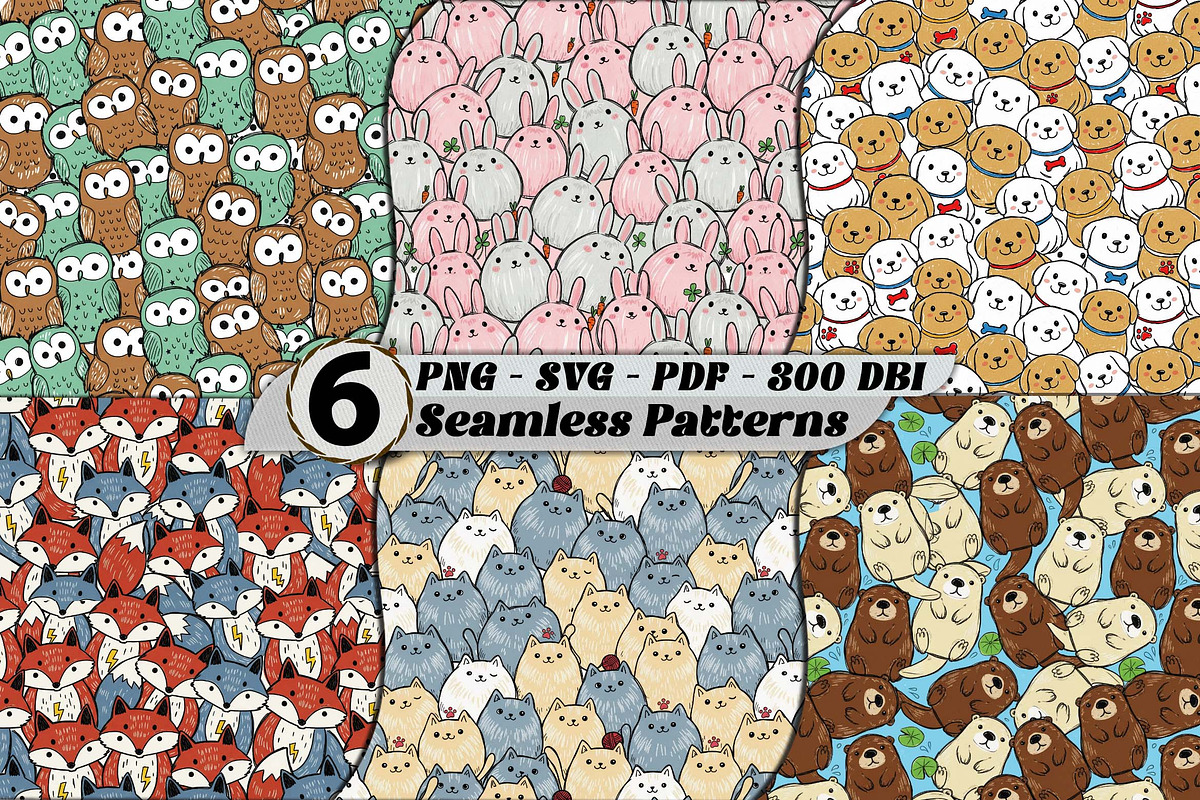 Cute Doodle Animal Bundle Patterns, a Pattern Graphic by one-touch (Photo 1 of 14)