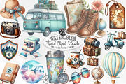 Watercolor Travel Clipart, an Illustration by Designking (Thumbnail 1 of 4)