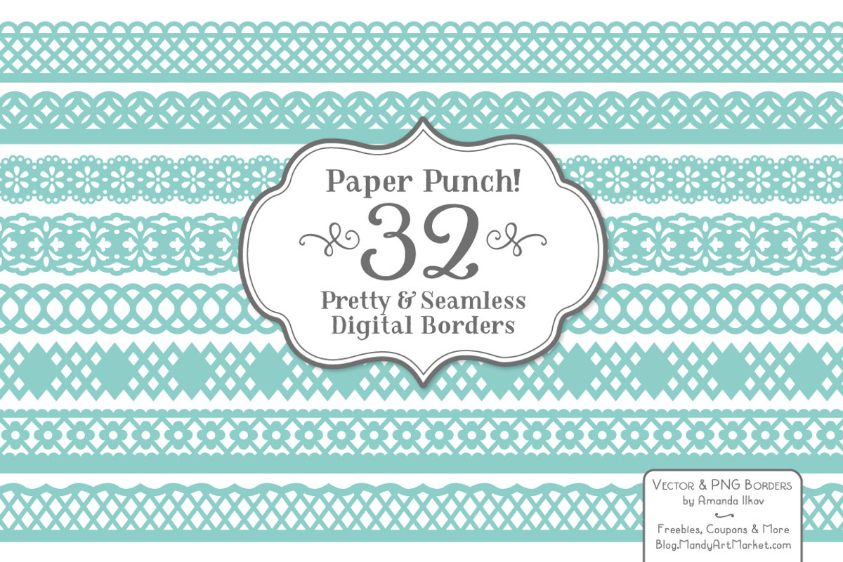 Aqua Vector Lace Borders Clipart, an Illustration by Amanda Ilkov (Photo 1 of 5)