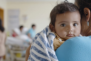 Latin american baby held by woman in, a Photo by Dvoevnore photos
