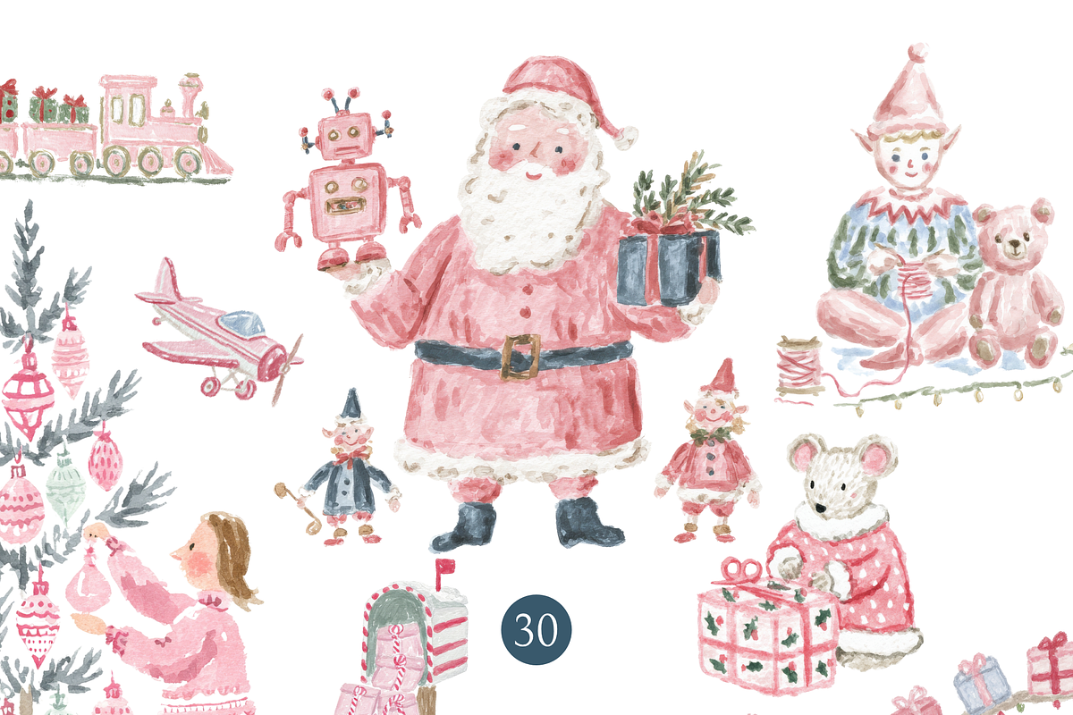 Santa Workshop Clipart, a Decorative Illustration by Pati Paints (Photo 1 of 10)