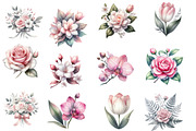 Pink White and Silver Floral Clipart, an Illustration by Designworld (Thumbnail 3 of 5)