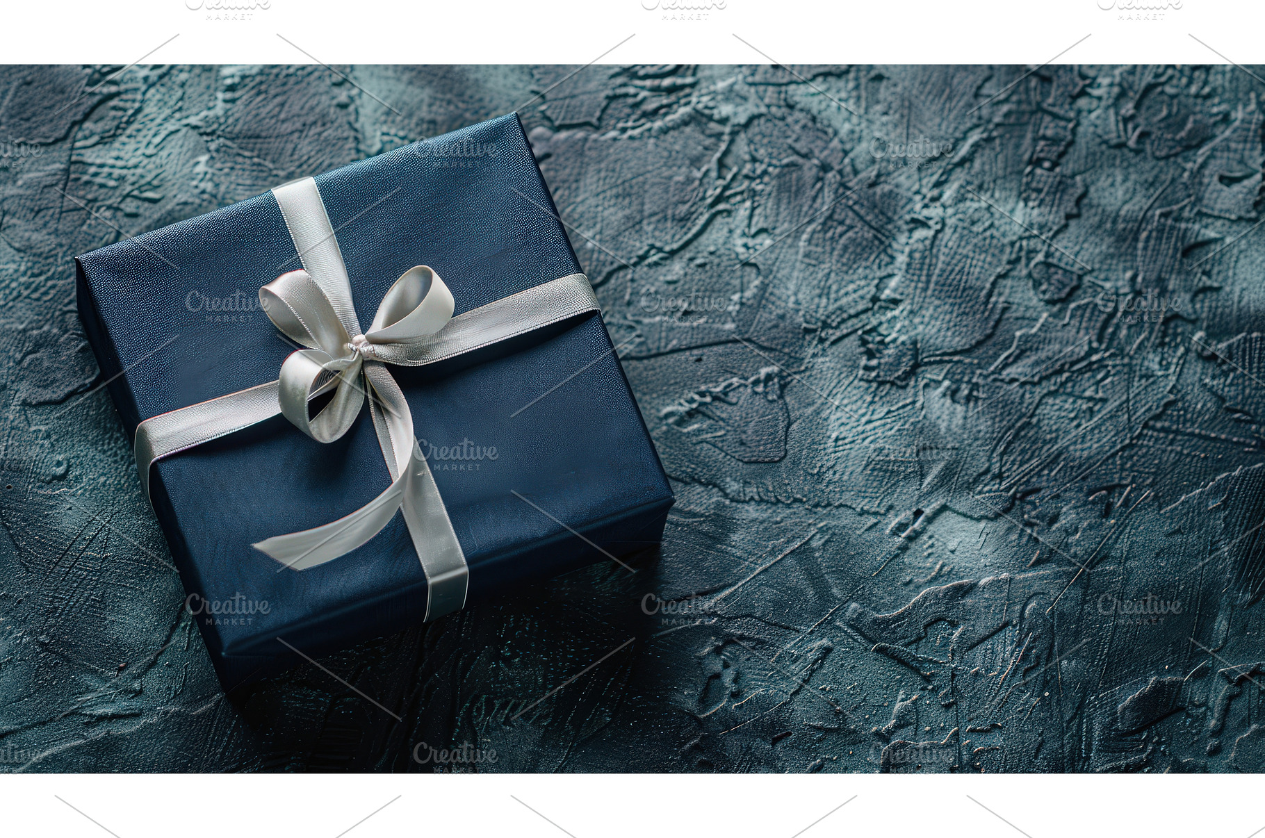 Elegant navy gift box with silver, a Holiday Photo by piter.goskov