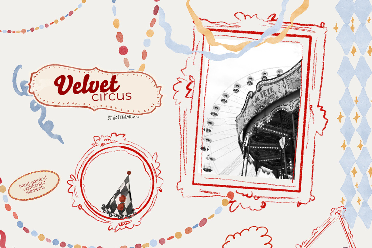 Whimsical Watercolor Circus clipart, a Decorative Illustration by 60secondsArt (Photo 5 of 10)