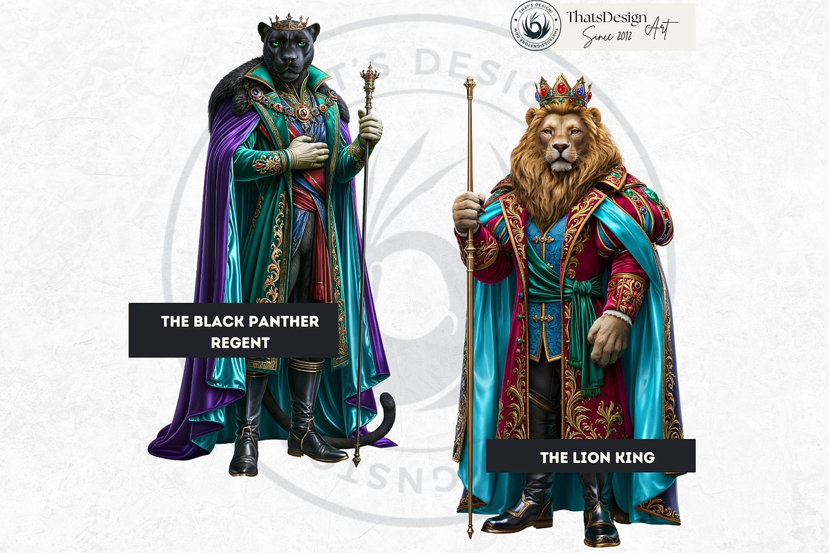 Gilded Menagerie Royal Animals, an Animal Illustration by ThatsDesignArt (Photo 6 of 13)