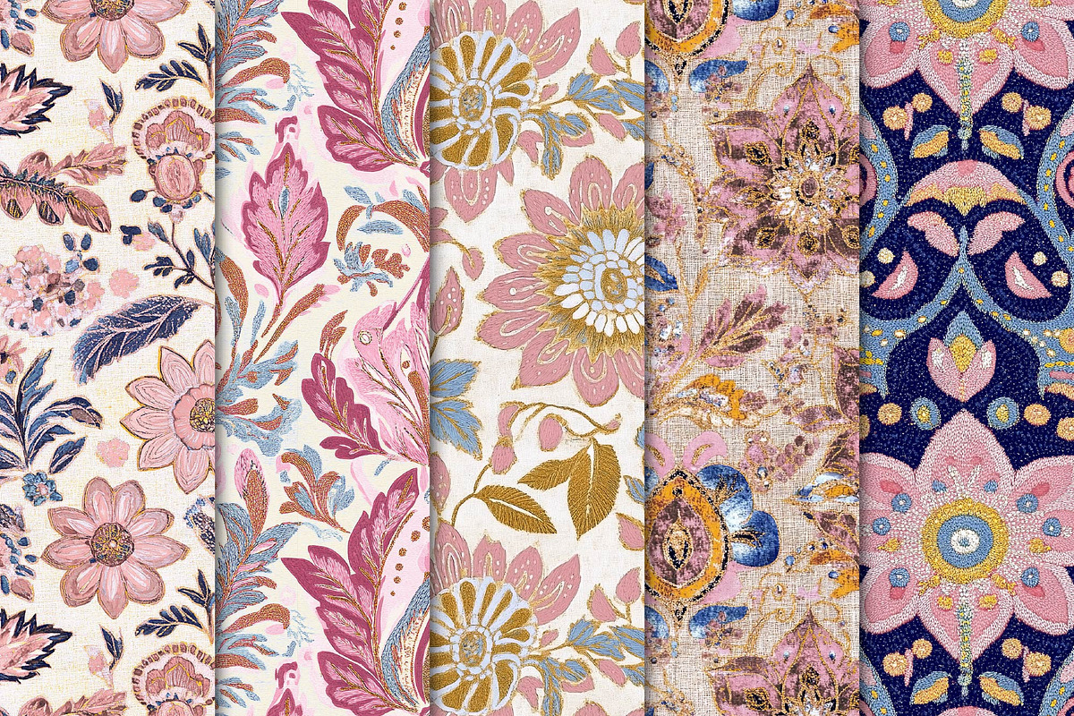 Vintage Boho Floral Digital Paper, a Pattern Graphic by Maishop (Photo 3 of 3)