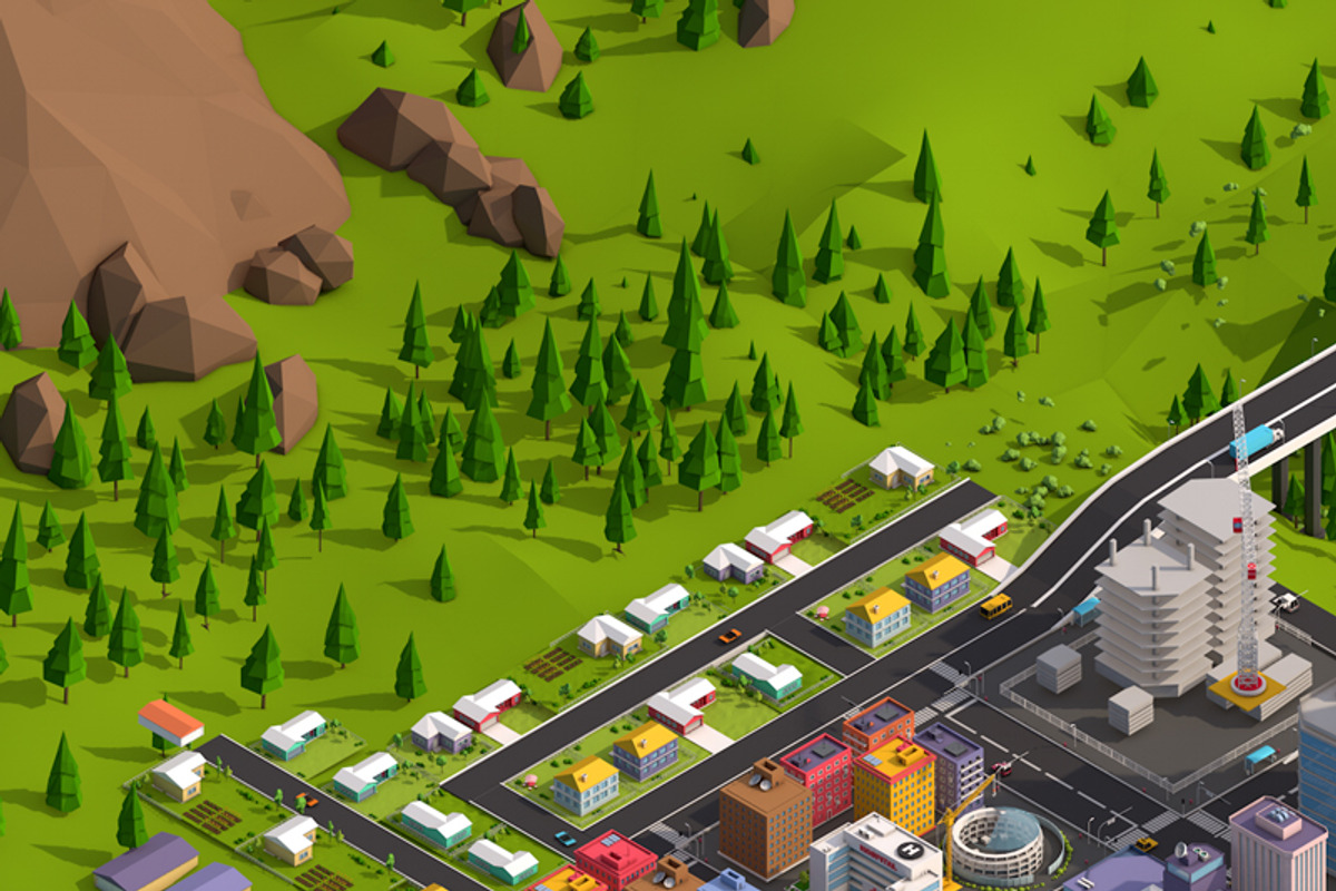 Low Poly Megapolis Premium Pack, an Architecture 3D Model by Anton Moek (Photo 8 of 14)