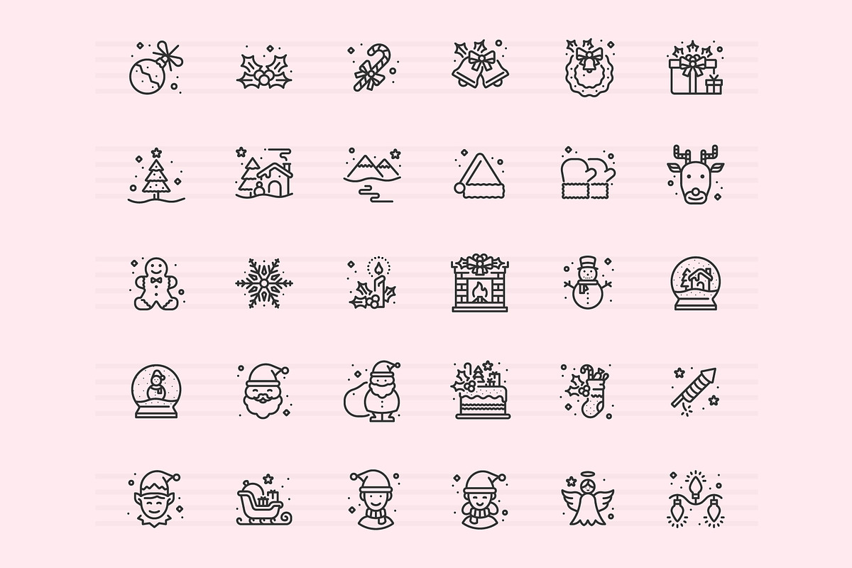 Christmas Line Icons, an Outline Icon by Amogh Design (Photo 4 of 7)