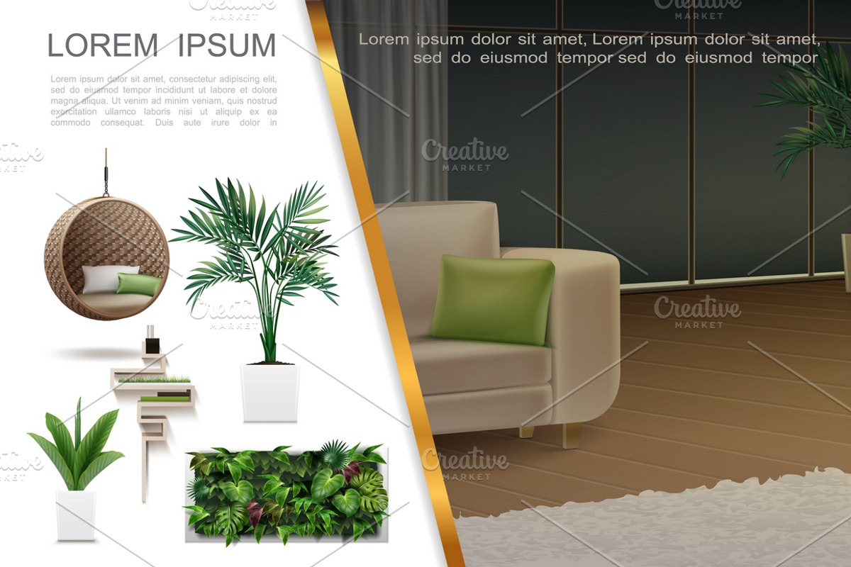 Realistic home interior composition, a Decorative Illustration by ...