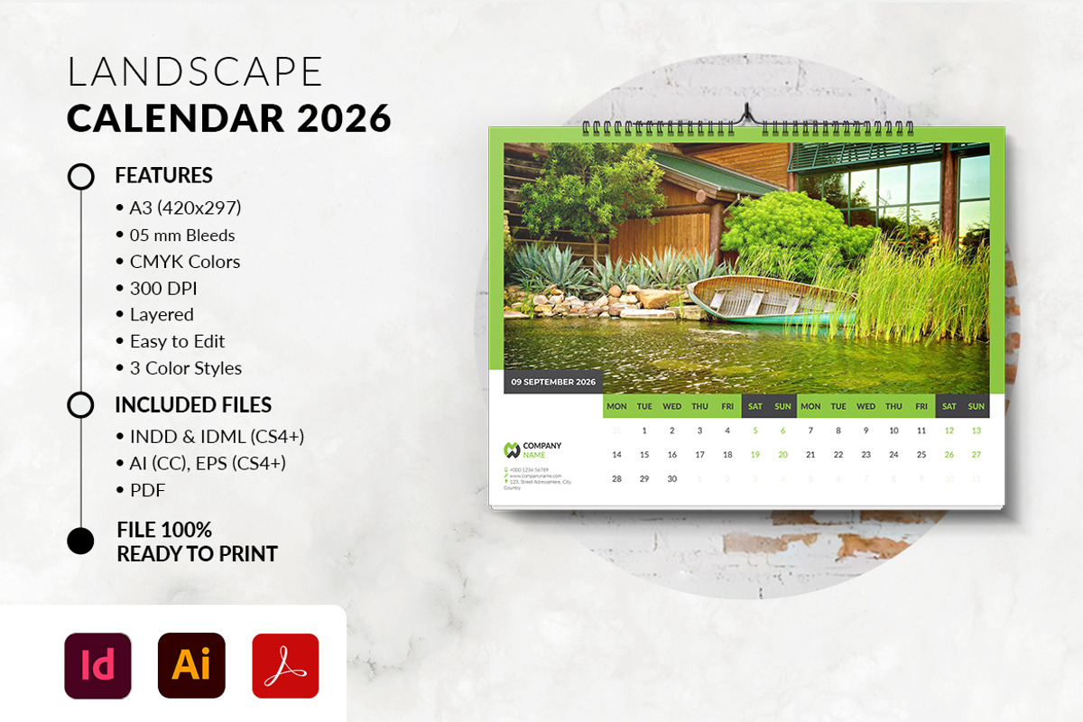 A3 Landscape Calendar 2026 preview 3
