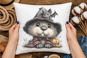 Watercolor Halloween Beaver Clipart, a Seasonal Illustration by OK Design (Thumbnail 4 of 6)
