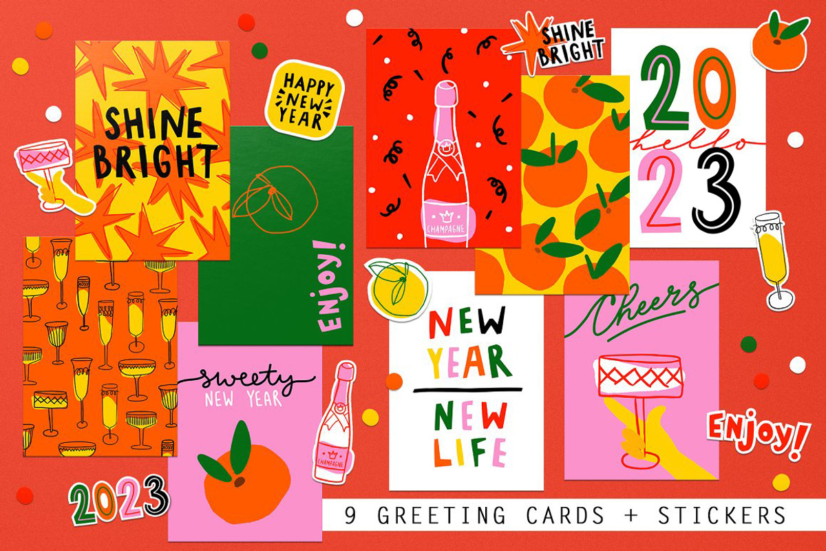 CHAMPAGNE & TANGERINES-patterns pack, an Illustration by Yashroom (Photo 3 of 6)