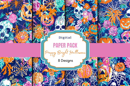 Preppy Bright Halloween Pattern, a Pattern Graphic by Paper & Pattern Studio