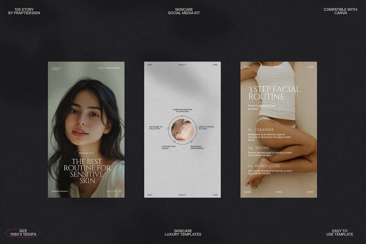 Minimal Skincare Story Kit Canva preview 8