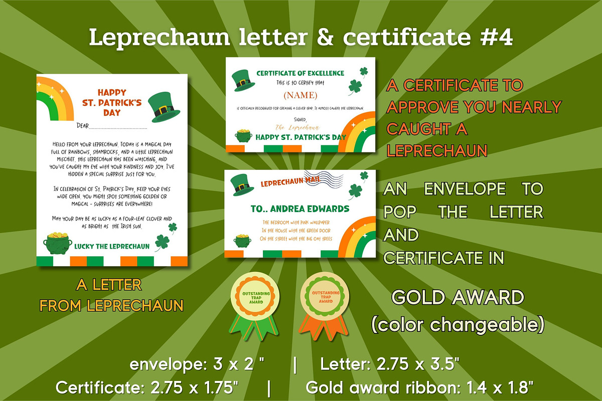 4 Leprechaun Letter&Certificate sets, a Print Template by Adalin Shop (Photo 6 of 8)