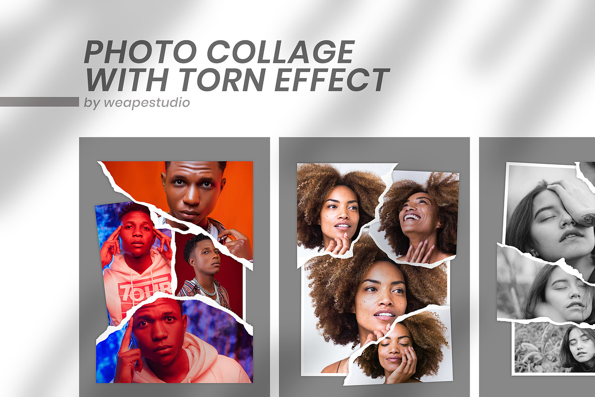 Photo Collage with Torn Effect, a Books & Magazine Mockup by Weape Studio (Photo 1 of 5)