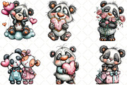 Whimsical Valentine Panda Clipart, an Animal Illustration by Black Bird Studio (Thumbnail 5 of 6)