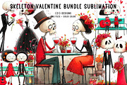 Skeleton Valentine Bundle Sublimatio, an Illustration by CreationArt (Thumbnail 1 of 4)