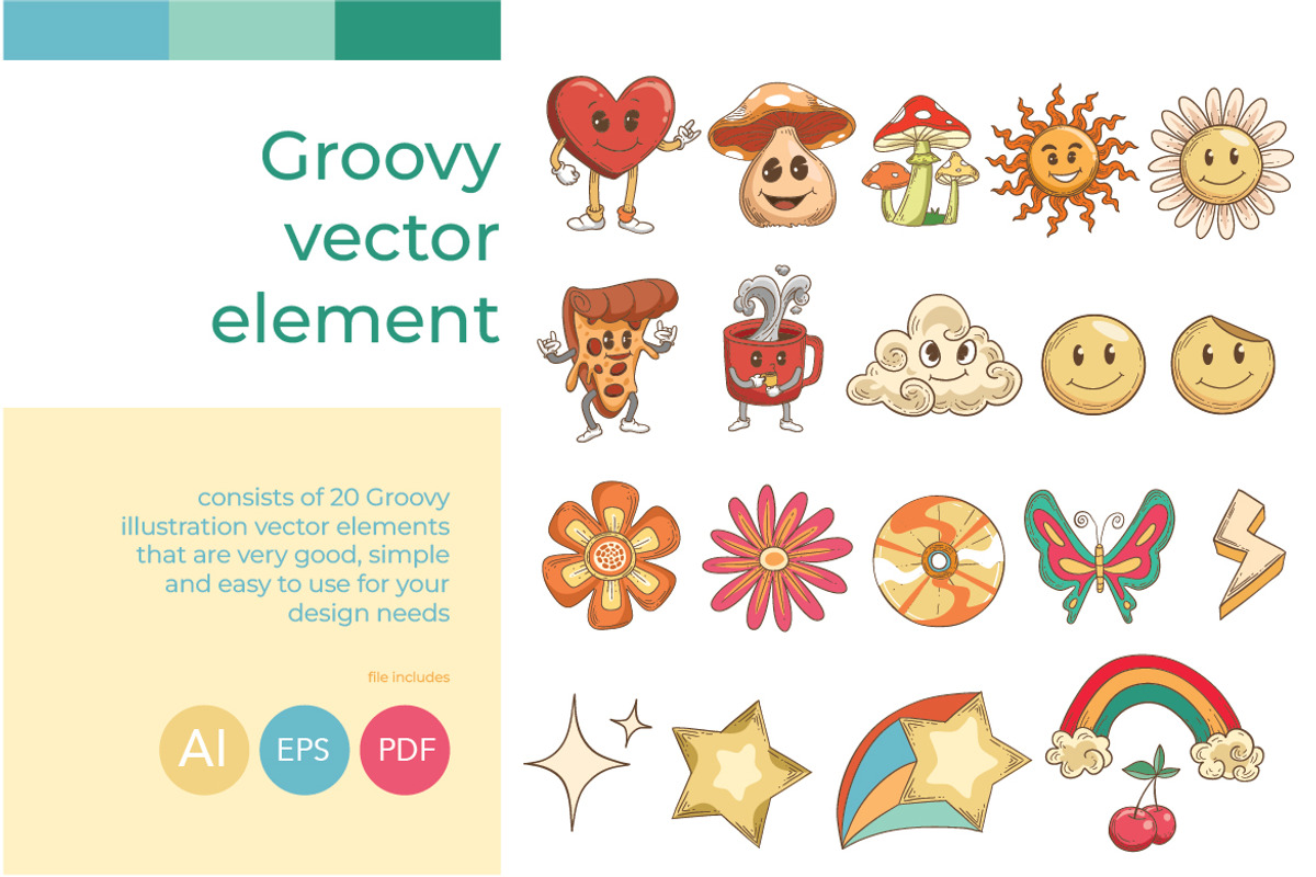 Groovy vector element, an Object Illustration by Olexstudio