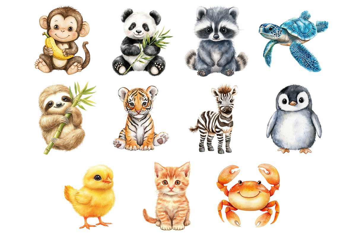 Watercolor Animal Clipart, a Seasonal Illustration by CitraGraphics (Photo 4 of 4)