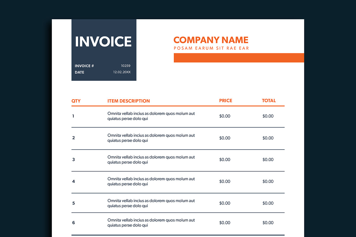 Invoice Layout with Blue and Orange, a Print Template by wavebreak