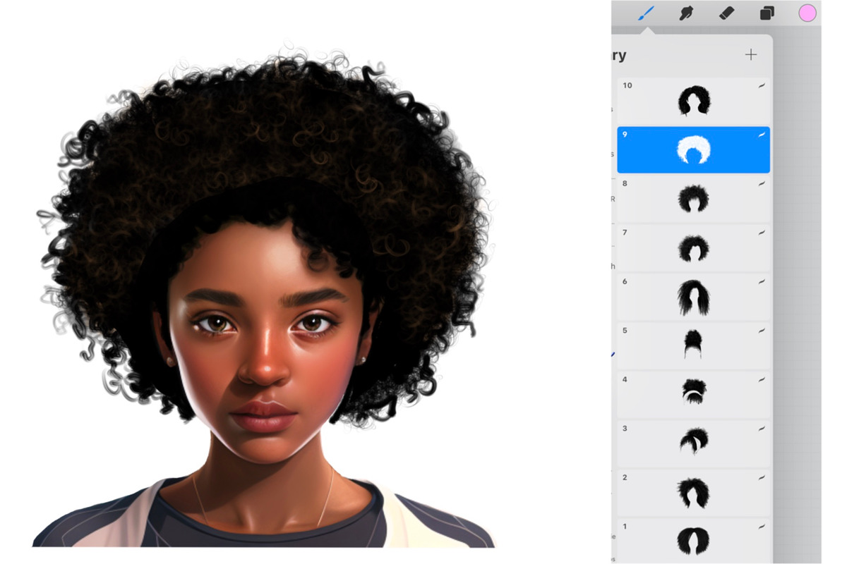 Curly Hair Stamps Brushes Procreate, a Brush Add-On by Lucrumplus (Photo 2 of 4)