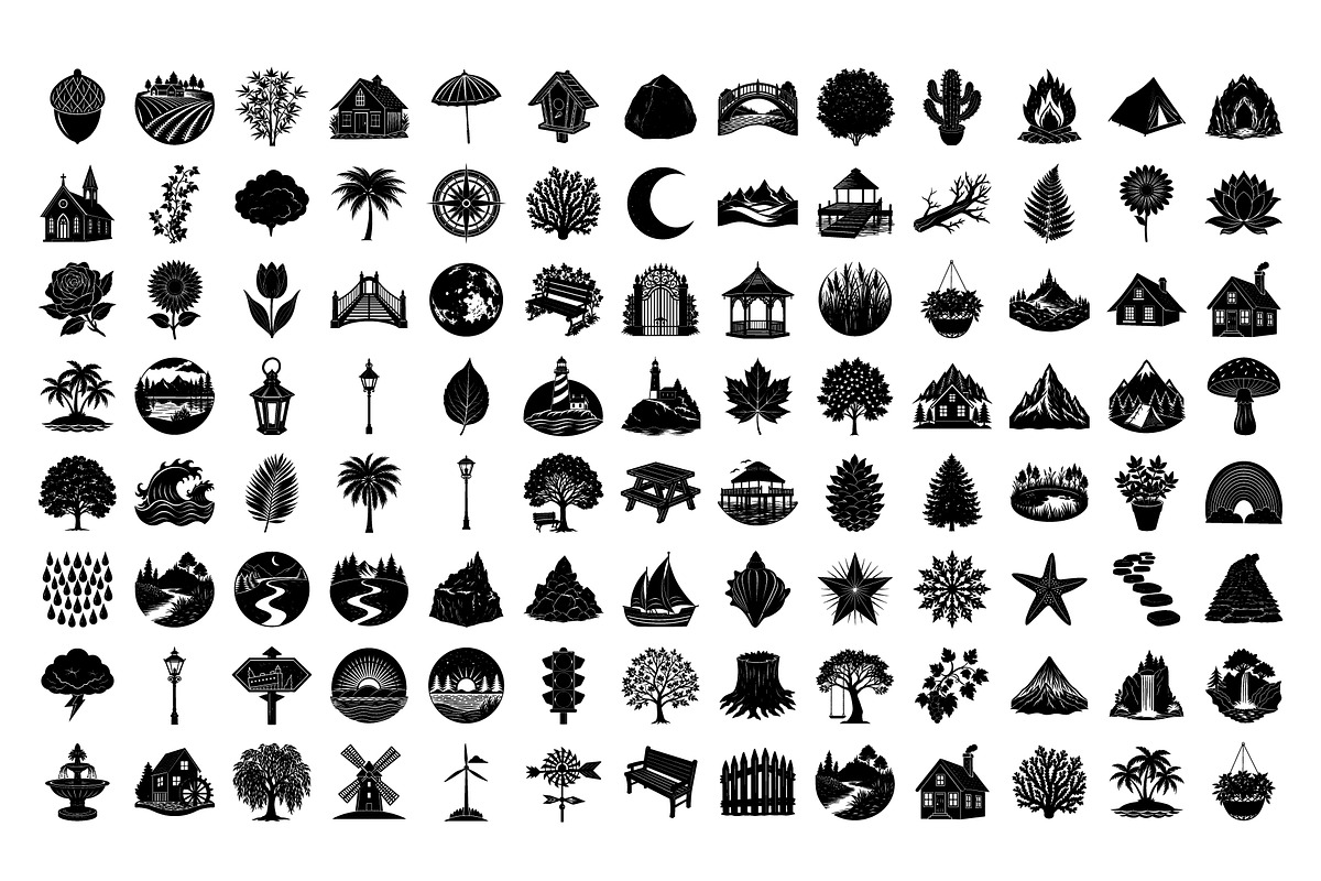 Nature & Objects Silhouette Bundle, an Illustration by Creative_View (Photo 4 of 4)