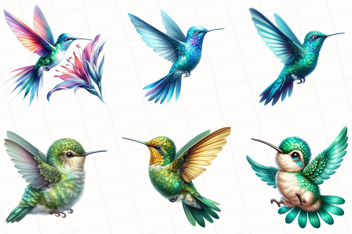Cute Hummingbird Clipart, an Illustration by OK Design (Photo 2 of 5)
