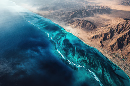 Aerial view of vibrant blue waters a, a Photo by Iftikhar Alam