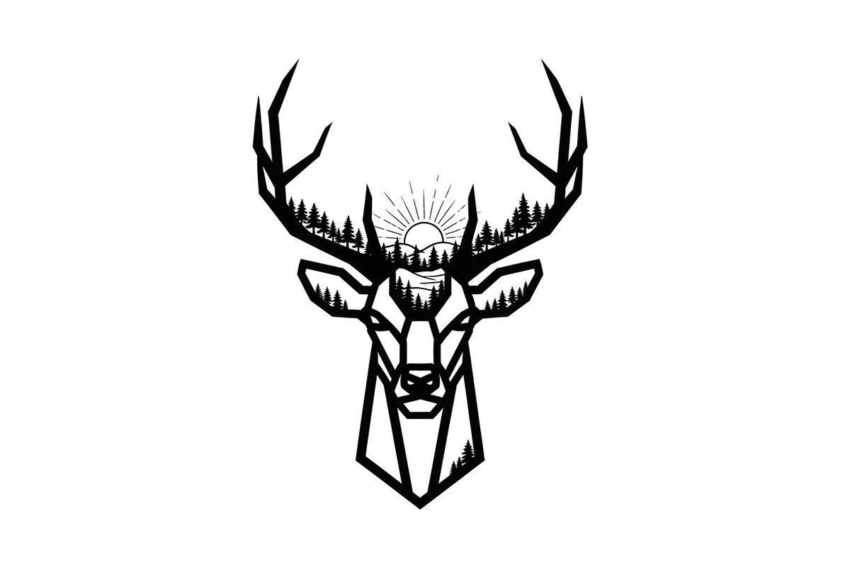 Artistic Geometric Deer Head Bundle, an Illustration by yasushie (Photo 2 of 31)