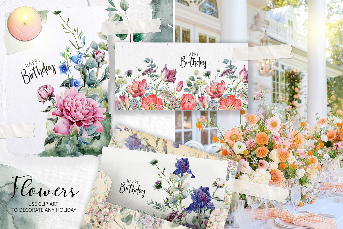 Set of watercolor flowers, a Decorative Illustration by RushkinaAntonina (Photo 7 of 11)